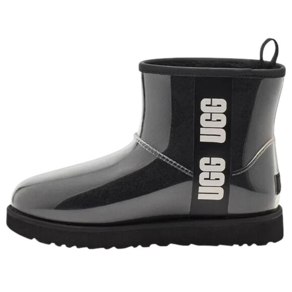 UGG Classic Clear Mini Boot - Black - Sheepskin Lined - Size 7 - Picture 4 of 9